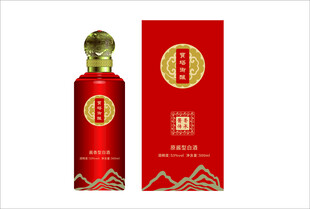 红色包装高档白酒展示