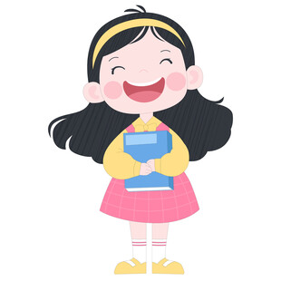 开学季抱着书籍去上学的可爱女孩