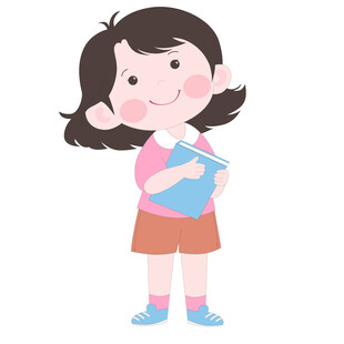 开学季抱着书籍去上学的可爱女孩