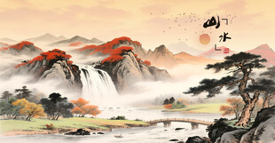 水墨山水间的自然景致