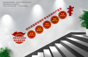 五好党支部党建楼梯文化墙