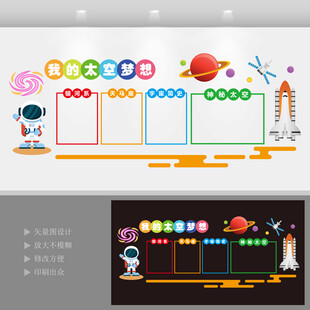 太空主题教室黑板装饰毛毡墙