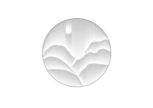圆形山水图案白色装饰物
