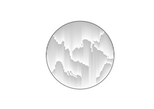 圆形山川 镂空浮雕图案