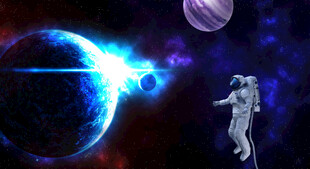 宇航员在宇宙中的奇幻景象