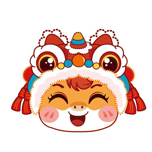 小马可爱舞狮头卡通形象