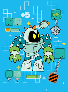 卡通风格的机器人与科技元素