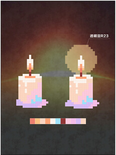 像素风格双蜡烛插画十字绣T恤衫