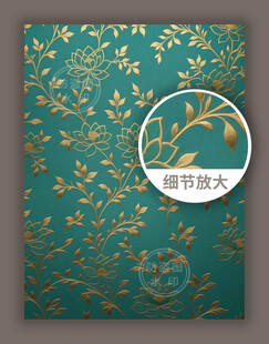 中式传统古典花纹绿色锦缎图案
