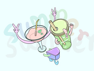 卡通夏日清凉饮品