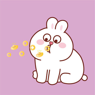 可爱白兔吹彩色泡泡