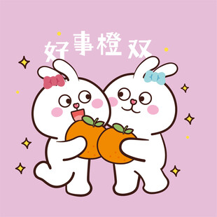 双兔抱橘好事橙双