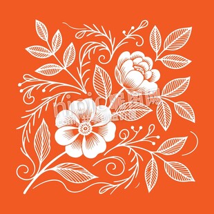 橙色背景花卉装饰图案