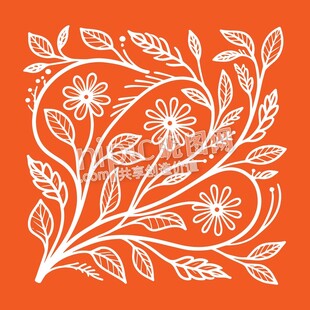 橙色装饰印花花纹