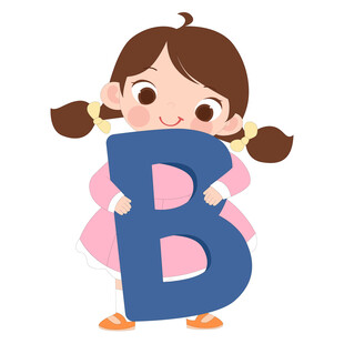 开学季英语课抱着字母B的女孩