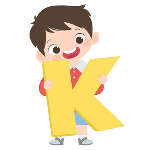 开学季英语课抱着字母K的男孩