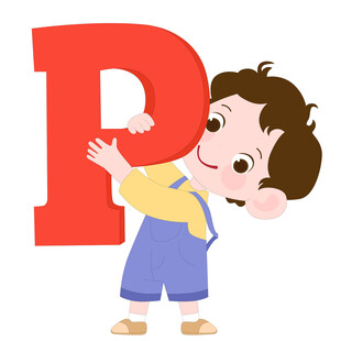 开学季英语课抱着字母P的男孩