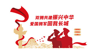 双拥文化墙文化阵地红色主题宣传