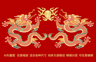 升龙双龙戏珠中国龙礼盒龙标签