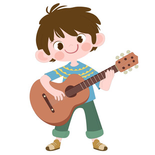 开学季兴趣班音乐课弹吉他的男孩