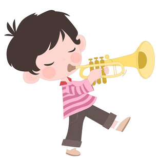 开学季兴趣班音乐课吹小号的男孩