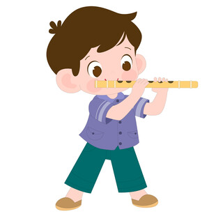 开学季兴趣班音乐课吹笛子的男孩