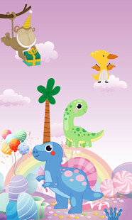 卡通恐龙背景墙