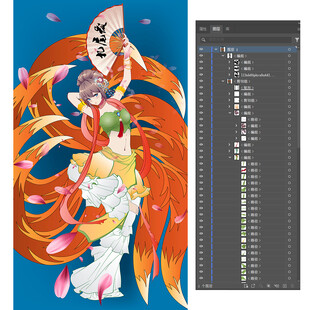 九尾狐少女插画设计