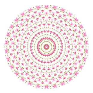 粉色花卉圆形装饰图案