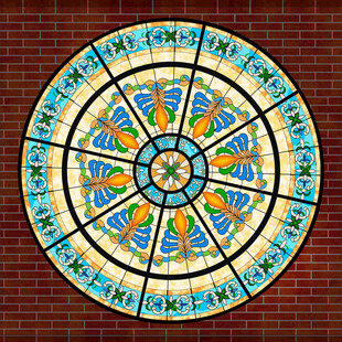 彩色圆形玻璃艺术图案