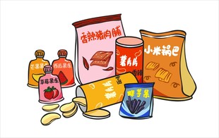 薯片 薯条 零食卡通手绘矢量图