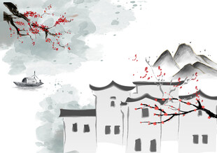 水墨江南景古韵建筑美