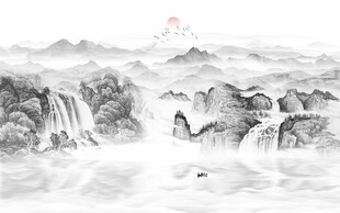 国画水墨山水画