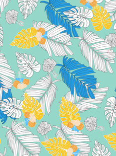 清新热带植物花卉图案