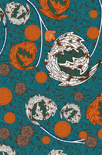 蓝底日式风圆形图案设计