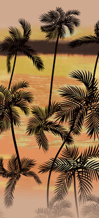 夕阳下的棕榈树景观