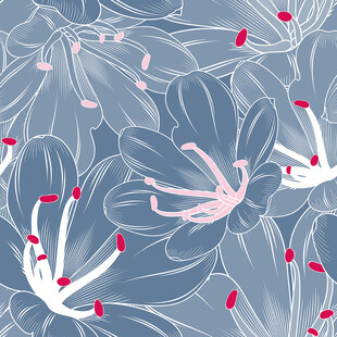 花卉线条插画 梦幻柔美风格