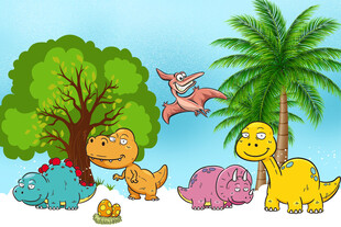 卡通恐龙背景墙