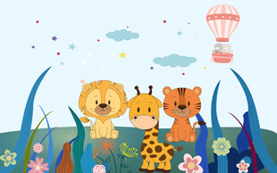 卡通动物儿童房背景