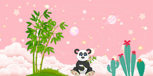 卡通熊猫背景墙