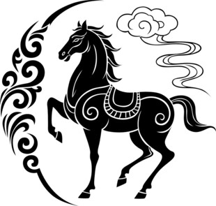 中式风格奔腾骏马图腾