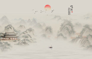 山水情背景墙
