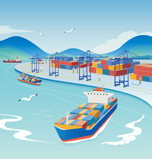 港口货运 海运插画 