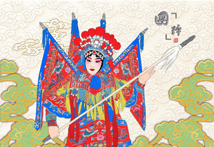 京剧刀马旦武旦插画