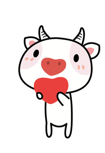 可爱小牛捧爱心