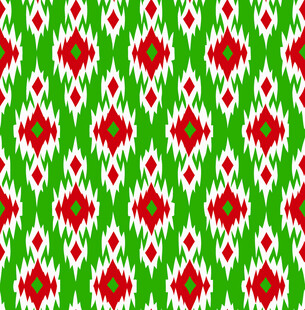 绿底红白几何图案纹理