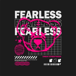 服装印花矢量小熊主题潮流图案