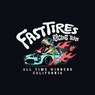 服装印花矢量汽车主题T恤图案