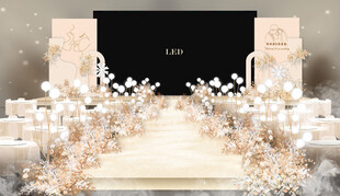 香槟色婚礼舞台背景led双边