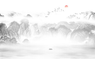 国画水墨山水画